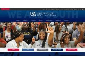 University of South Alabama's official website homepage screenshot