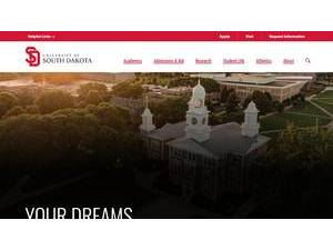 University of South Dakota's official website homepage screenshot