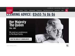 University of South Wales's official website homepage screenshot