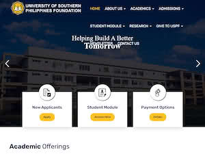 University of Southern Philippines Foundation's official website homepage screenshot