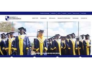 University of Southern Somalia's official website homepage screenshot