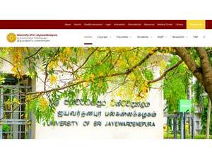 University of Sri Jayewardenepura's official website homepage screenshot