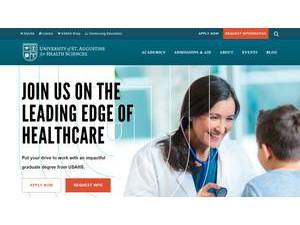 University of St. Augustine for Health Sciences's official website homepage screenshot