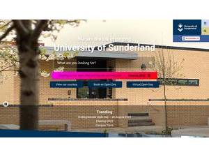 University of Sunderland's official website homepage screenshot