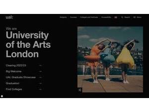 University of the Arts London's official website homepage screenshot