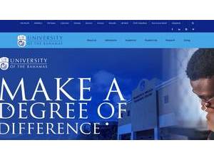 University of The Bahamas's official website homepage screenshot