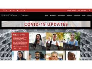 University of the District of Columbia's official website homepage screenshot