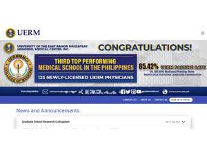 University of the East Ramon Magsaysay's official website homepage screenshot