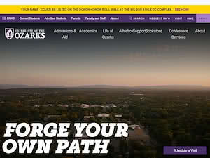 University of the Ozarks's official website homepage screenshot
