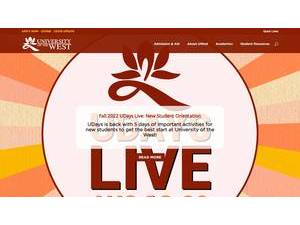 University of the West's official website homepage screenshot