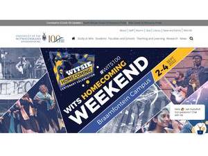 University of the Witwatersrand's official website homepage screenshot