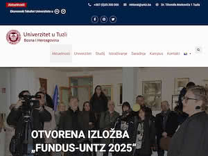 University of Tuzla's official website homepage screenshot