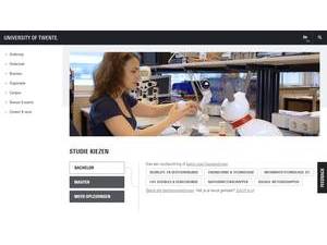 University of Twente's official website homepage screenshot