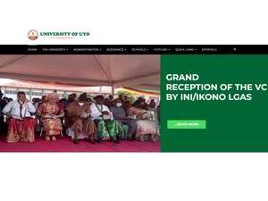 University of Uyo's official website homepage screenshot