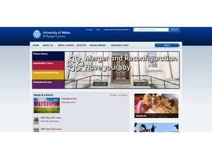 University of Wales's official website homepage screenshot