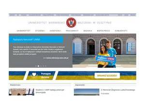 University of Warmia and Mazury in Olsztyn's official website homepage screenshot