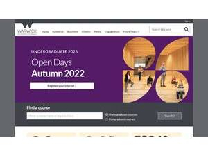 University of Warwick's official website homepage screenshot