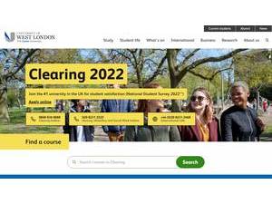University of West London's official website homepage screenshot