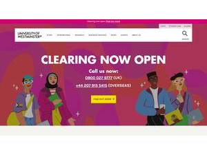 University of Westminster's official website homepage screenshot