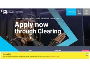 University of Wolverhampton's official website homepage screenshot