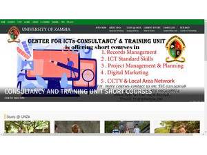 University of Zambia's official website homepage screenshot