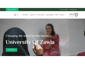University of Zawia's official website homepage screenshot