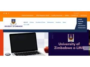 University of Zimbabwe's official website homepage screenshot