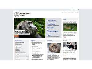 University of Zurich's official website homepage screenshot