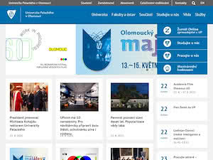 Univerzita Palackého v Olomouci's official website homepage screenshot