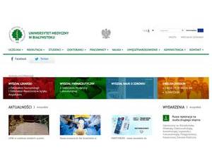 Uniwersytet Medyczny w Bialymstoku's official website homepage screenshot