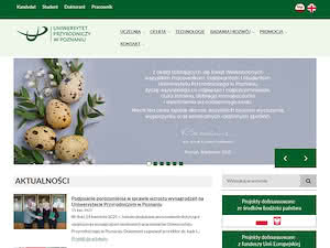 Uniwersytet Przyrodniczy w Poznaniu's official website homepage screenshot
