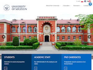 Uniwersytet Szczeciński's official website homepage screenshot