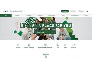 Utah Valley University's official website homepage screenshot