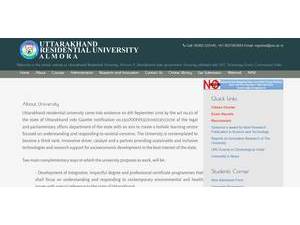 Uttarakhand Residential University, Almora's official website homepage screenshot
