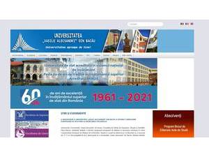 Vasile Alecsandri University of Bacau's official website homepage screenshot