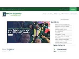 Veritas University's official website homepage screenshot