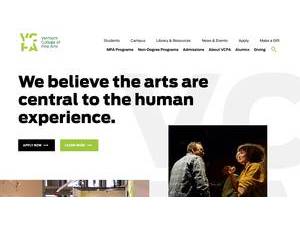 Vermont College of Fine Arts's official website homepage screenshot