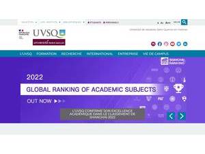 Versailles Saint-Quentin-en-Yvelines University's official website homepage screenshot