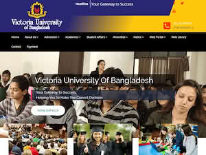 Victoria University of Bangladesh's official website homepage screenshot