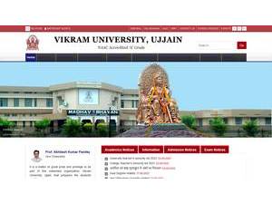 Vikram University's official website homepage screenshot