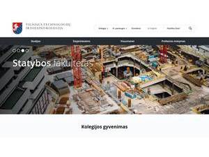 Vilnius College of Technologies and Design's official website homepage screenshot