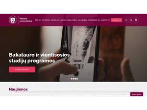 Vilnius University's official website homepage screenshot