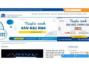 Vinh University's official website homepage screenshot