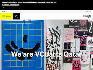 Virginia Commonwealth University School of the Arts in Qatar's official website homepage screenshot