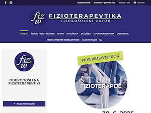 Visokošolski zavod Fizioterapevtika's official website homepage screenshot