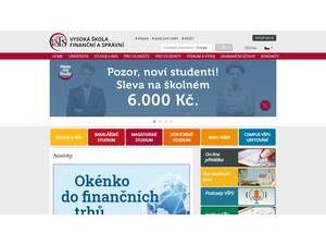 Vysoká škola finanční a správní's official website homepage screenshot