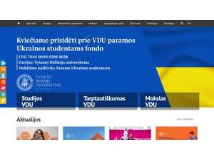 Vytauto Didžiojo universitetas's official website homepage screenshot