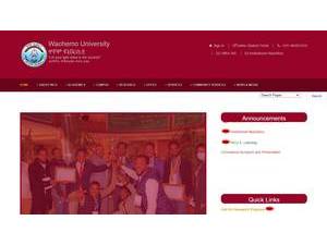 Wachamo University's official website homepage screenshot