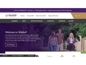 Waldorf University's official website homepage screenshot