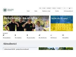 Warsaw University of Life Sciences's official website homepage screenshot